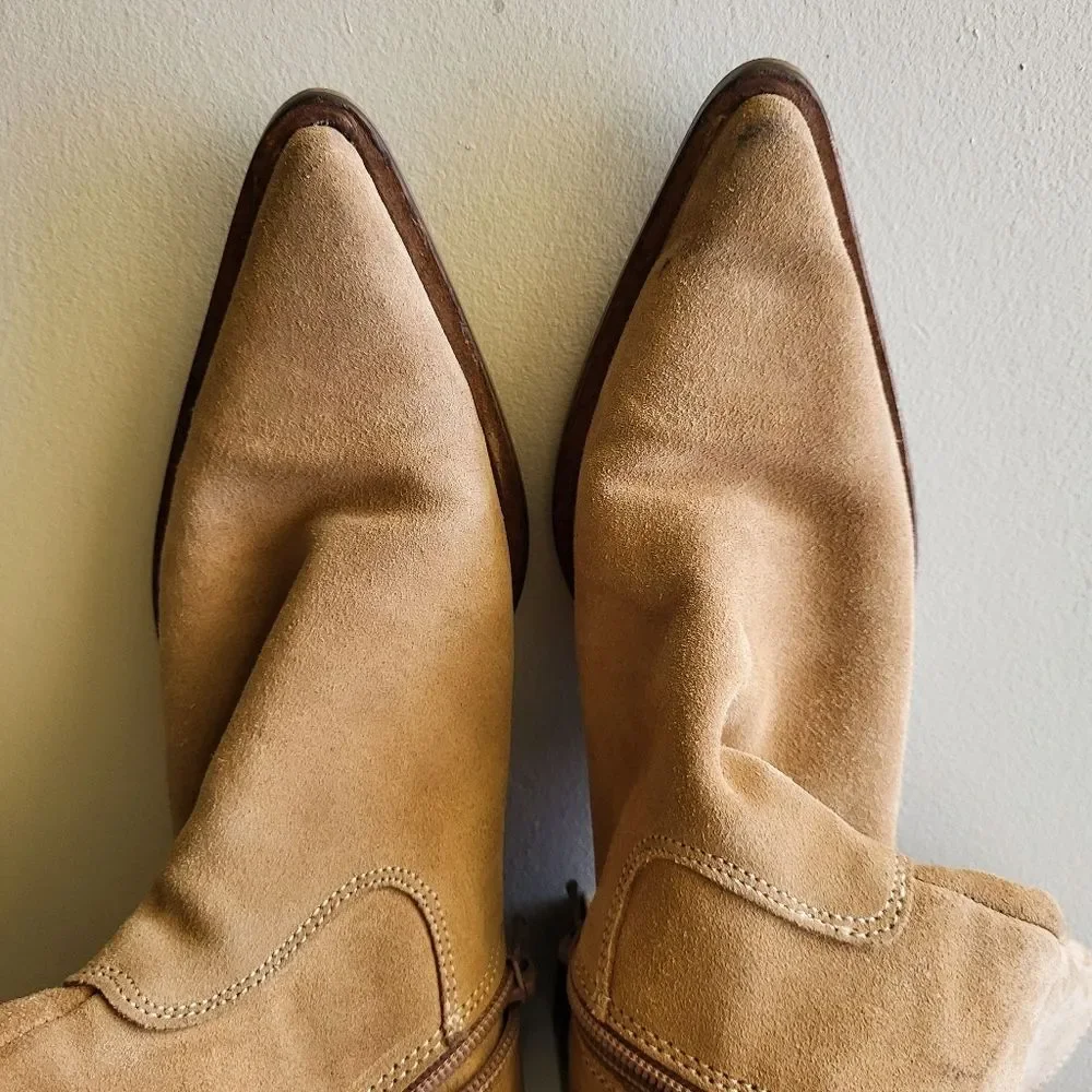 Bronx Suede Ankle Boots – Tan Stacked Heel